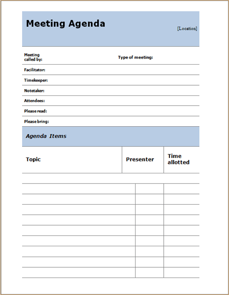 Informal Meeting Agenda Template Word Agenda Template MS Office 